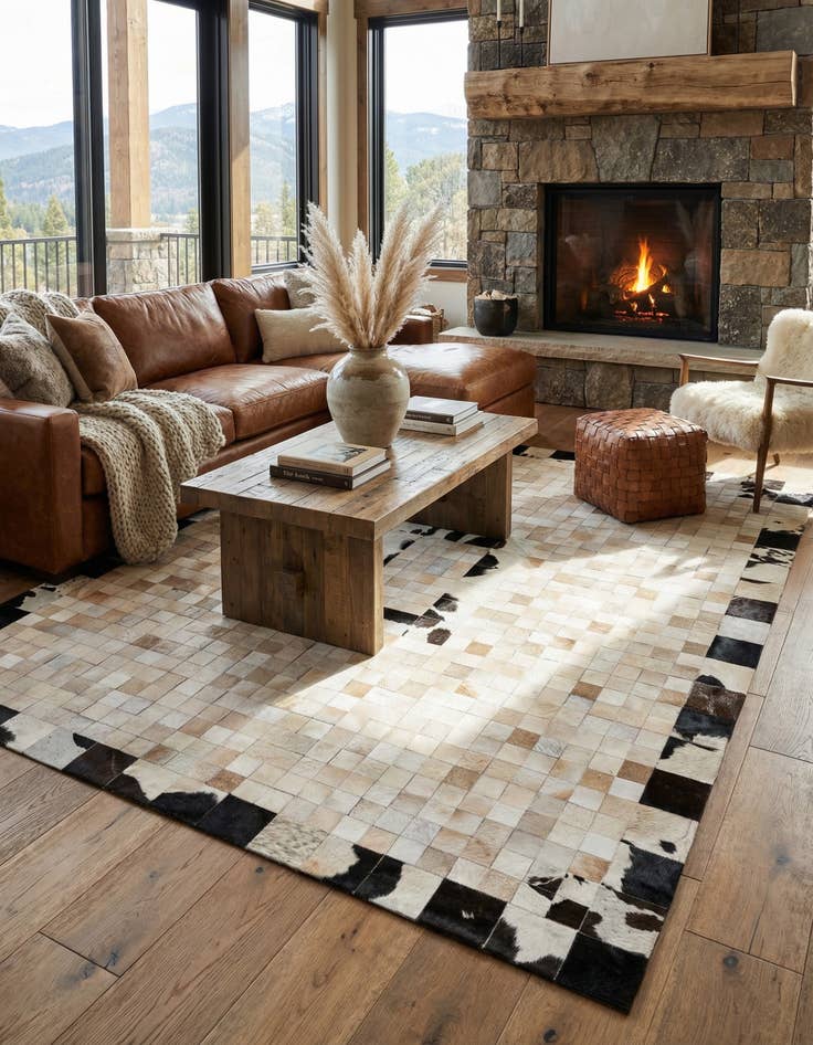 Detail image of 8' x 9' 10 Cowhide Stocks Rug