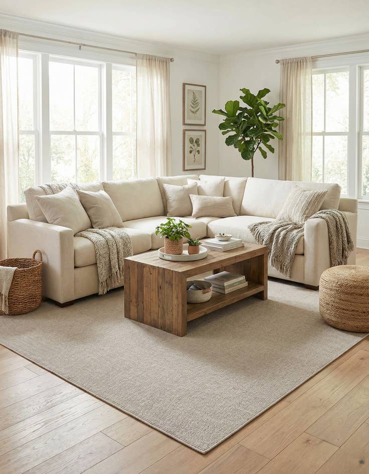 Detail image of 10' x 14'  Washable Solid Indoor / Outdoor Rug