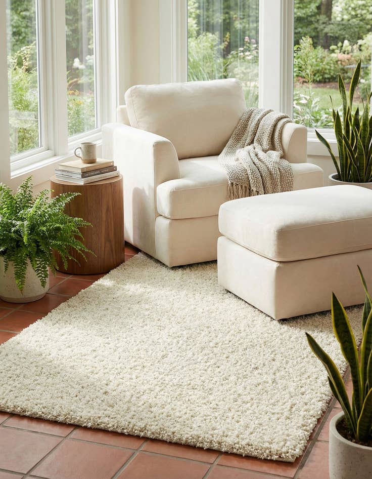 Detail image of  5' 3 x 8' Solid Shag Rug