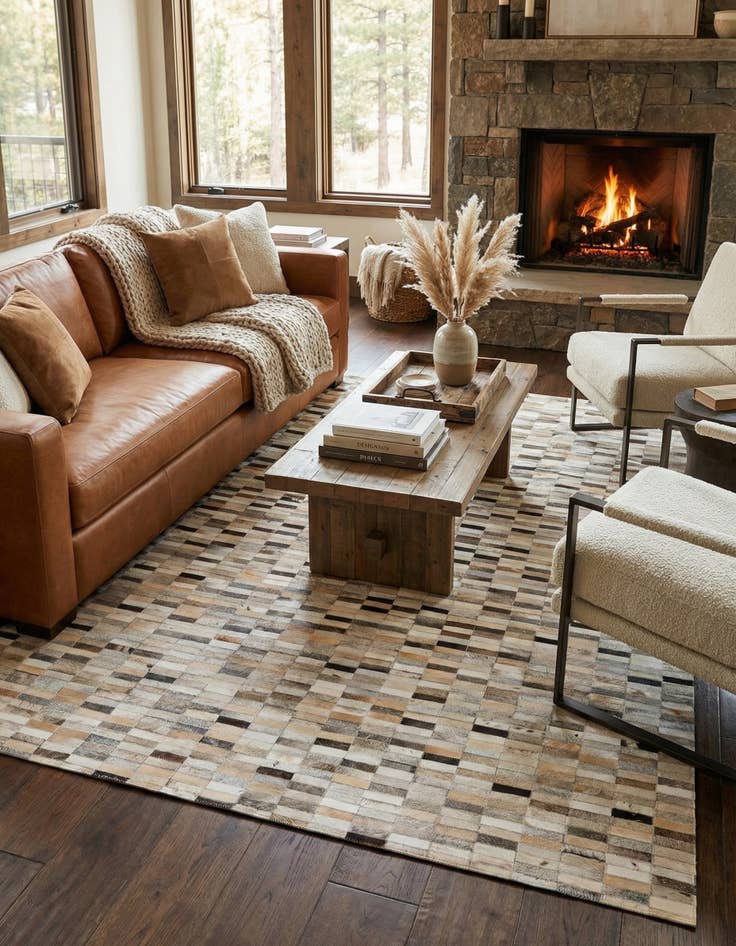 Detail image of 5' 1 x 7' 10 Cowhide Stocks Rug