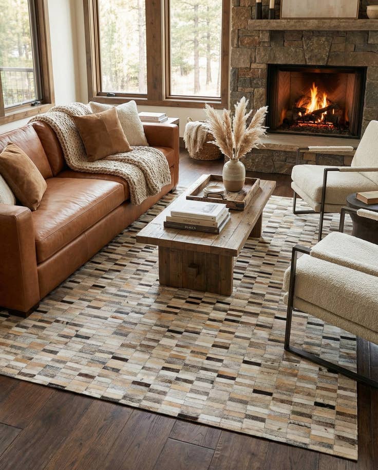 Detail image of 5' 1 x 7' 10 Cowhide Stocks Rug