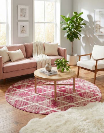 Pink Starlight Round Rug