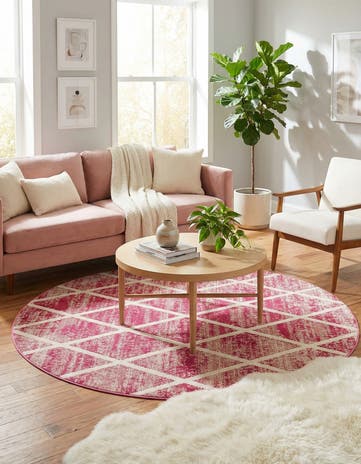 Pink Starlight Round Rug
