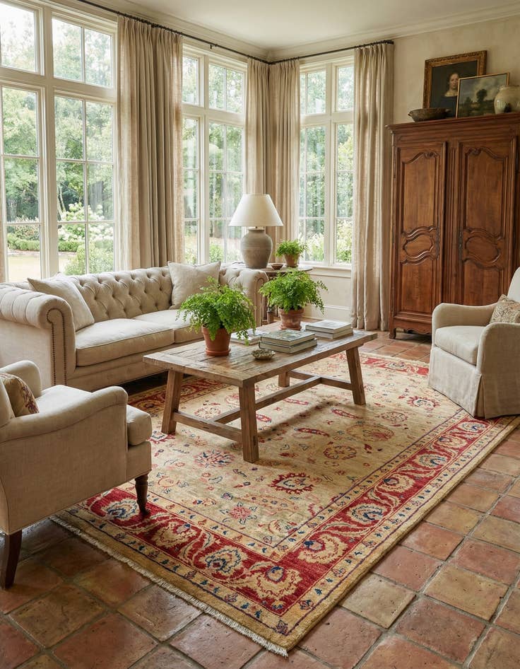 Detail image of  6' 4 x 9' 6  Hand Knotted Peshawar Ziegler Wool Rug