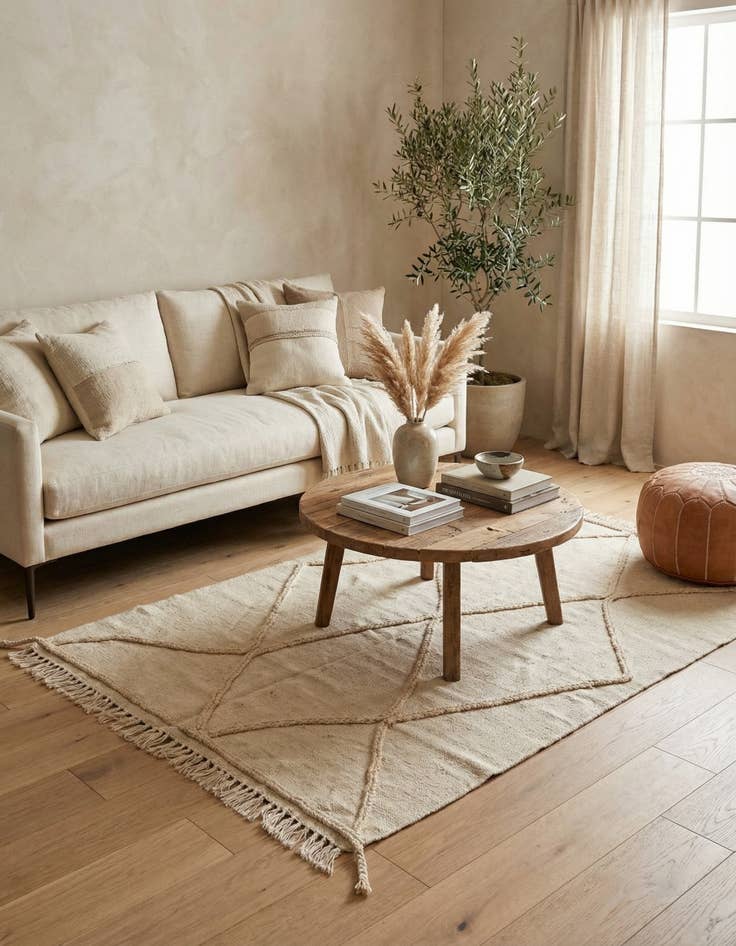 Detail image of 3' 4 x 4' 11  Hand Knotted Moroccan Wool Rug