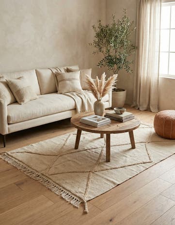 3' 4 x 4' 11 Hand Knotted Moroccan Wool Rug