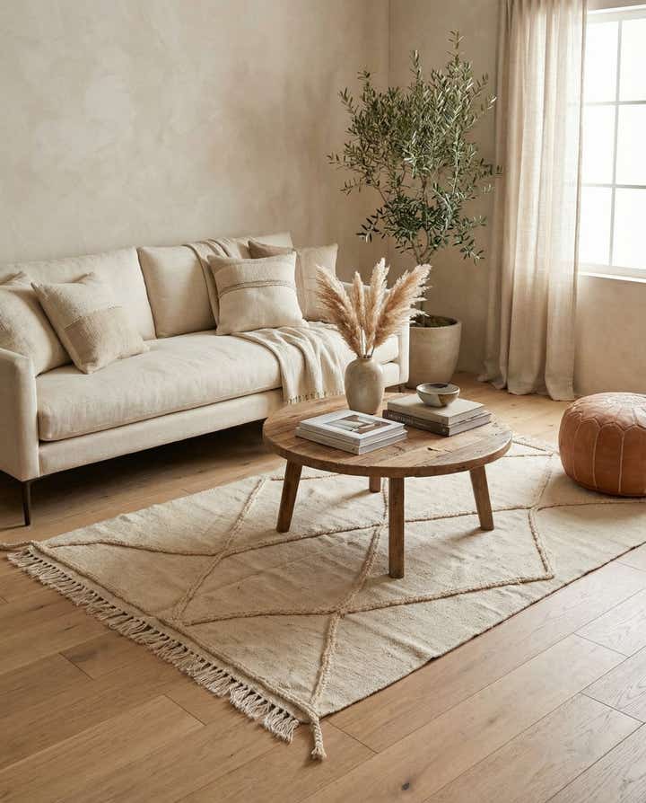 3' 4 x 4' 11 Hand Knotted Moroccan Wool Rug