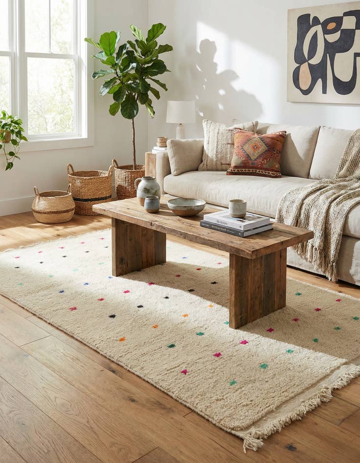 Detail image of  3' 8 x 6' 7  Hand Knotted Moroccan Wool Rug