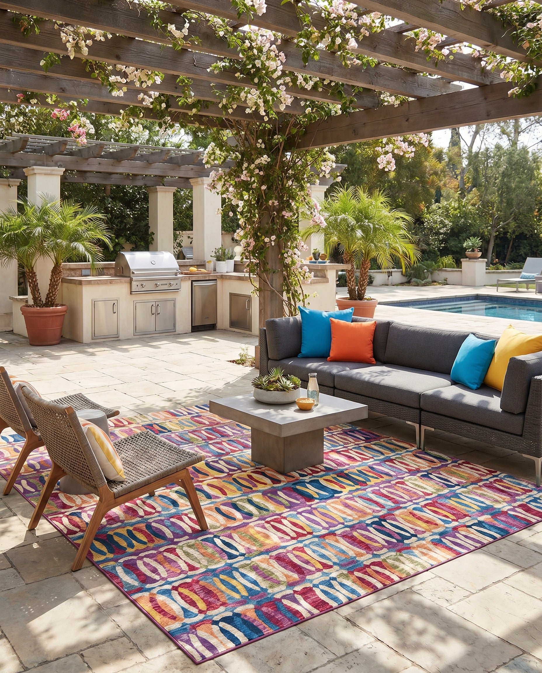 10' x 10' Easy-Clean Modern Indoor / Outdoor Square Rug