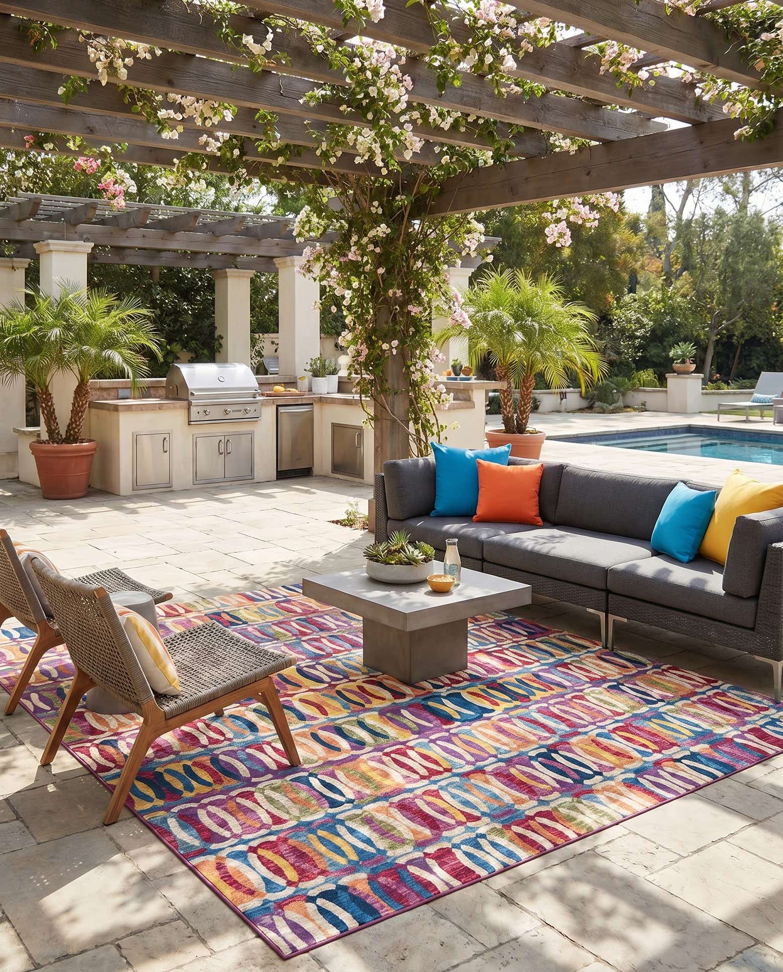 10' x 10' Easy-Clean Modern Indoor / Outdoor Square Rug