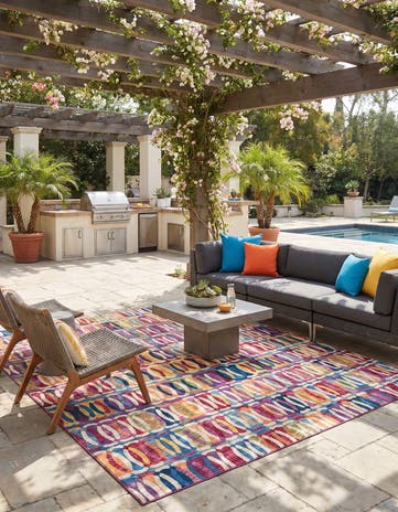 10' x 10' Easy-Clean Modern Indoor / Outdoor Square Rug