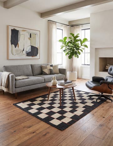 4' 5 x 5' 9 Hand Woven Kilim Modern Wool Rug