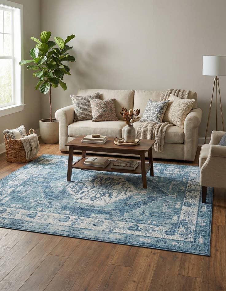 Detail image of  6' x 9'  Washable Traditional Indoor / Outdoor Rug