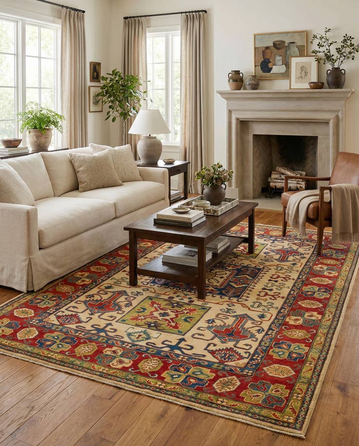 Detail image of 6' 2 x 8' 10 Hand Knotted Kazak Rug