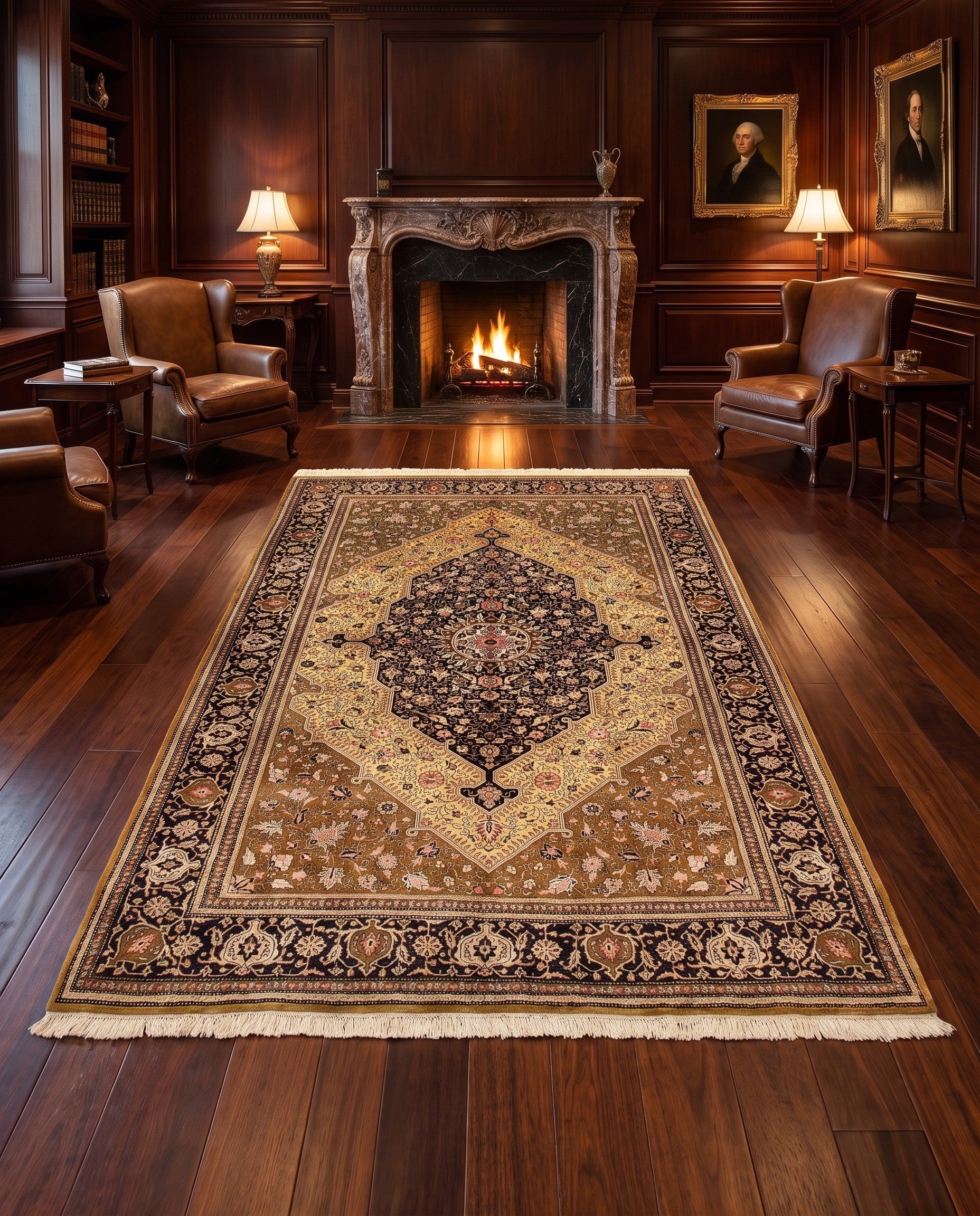 4' 6 x 6' 9 Hand Knotted Ghom Persian Rug