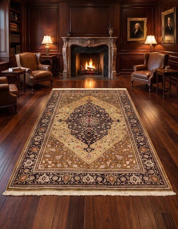4' 6 x 6' 9 Hand Knotted Ghom Persian Rug