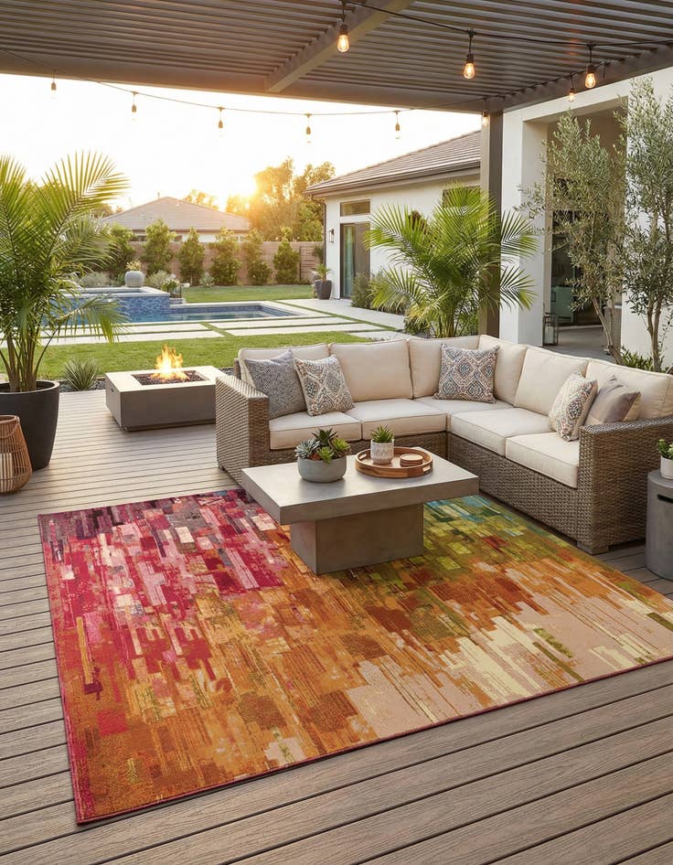 Detail image of 10' x 10'  Washable Modern Indoor / Outdoor Square Rug