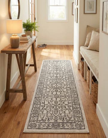 Ivory Eco Traditional Runner Rug