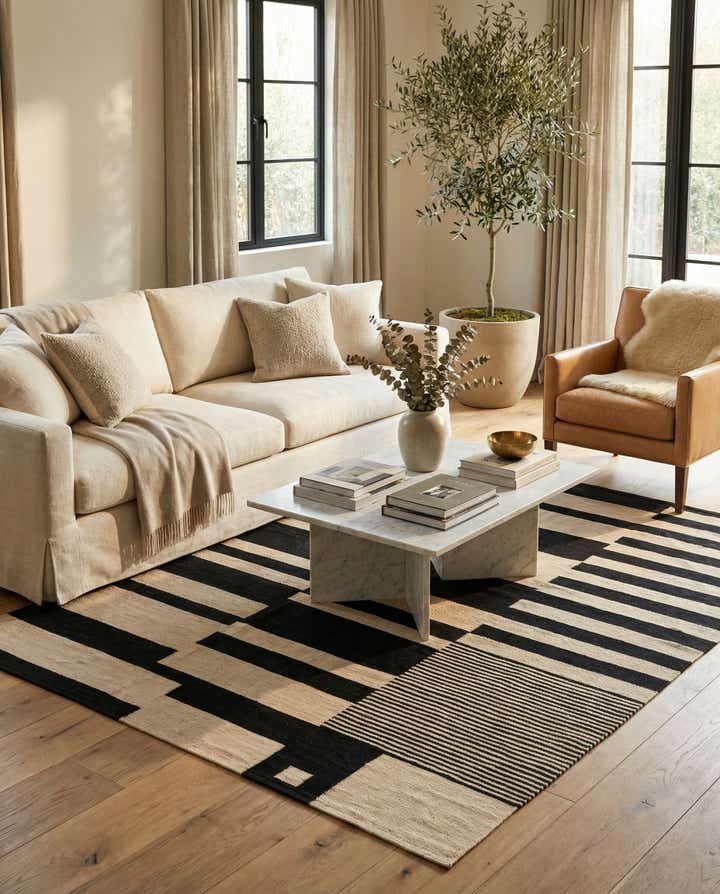 5' 7 x 7' 9 Hand Woven Kilim Modern Wool Rug