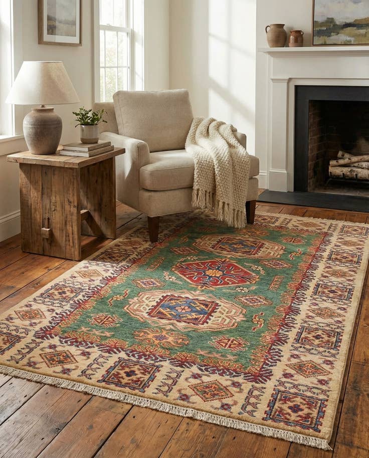 Detail image of 3' 3 x 4' 10 Hand Knotted Kazak Oriental Rug