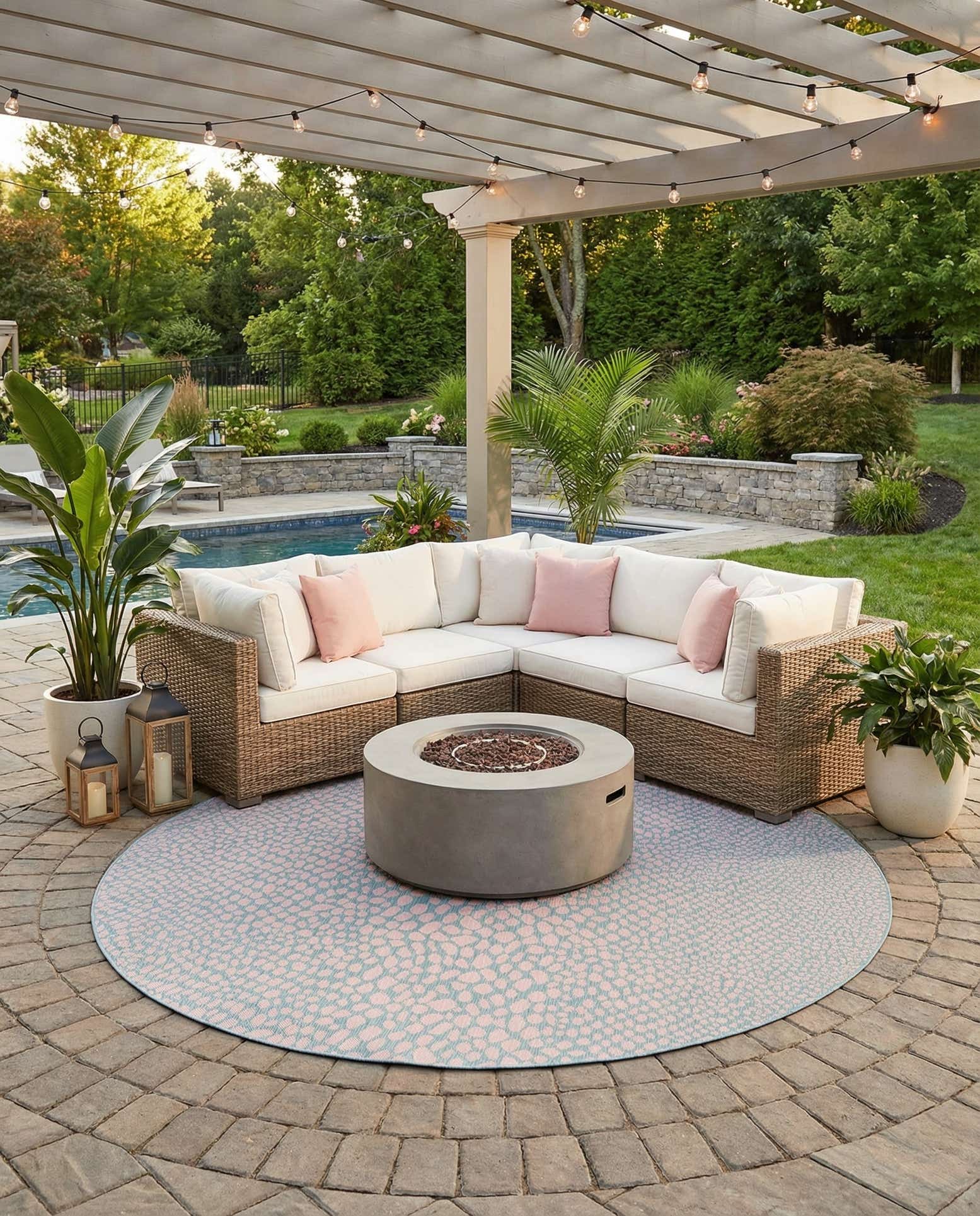 10' 8 x 10' 8 Easy-Clean Jill Zarin Cape Town Indoor / Outdoor Round Rug