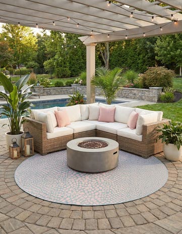 10' 8 x 10' 8 Easy-Clean Jill Zarin Cape Town Indoor / Outdoor Round Rug