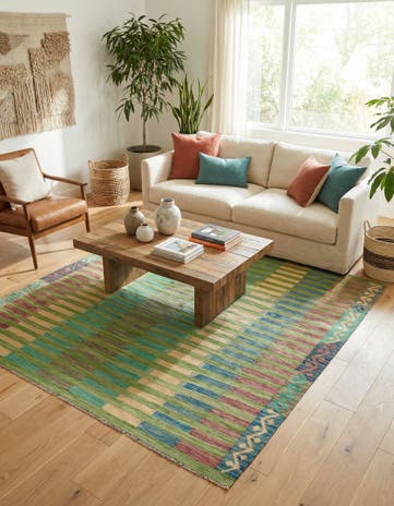 6' 5 x 9' 10 Hand Woven Kilim Modern Wool Rug
