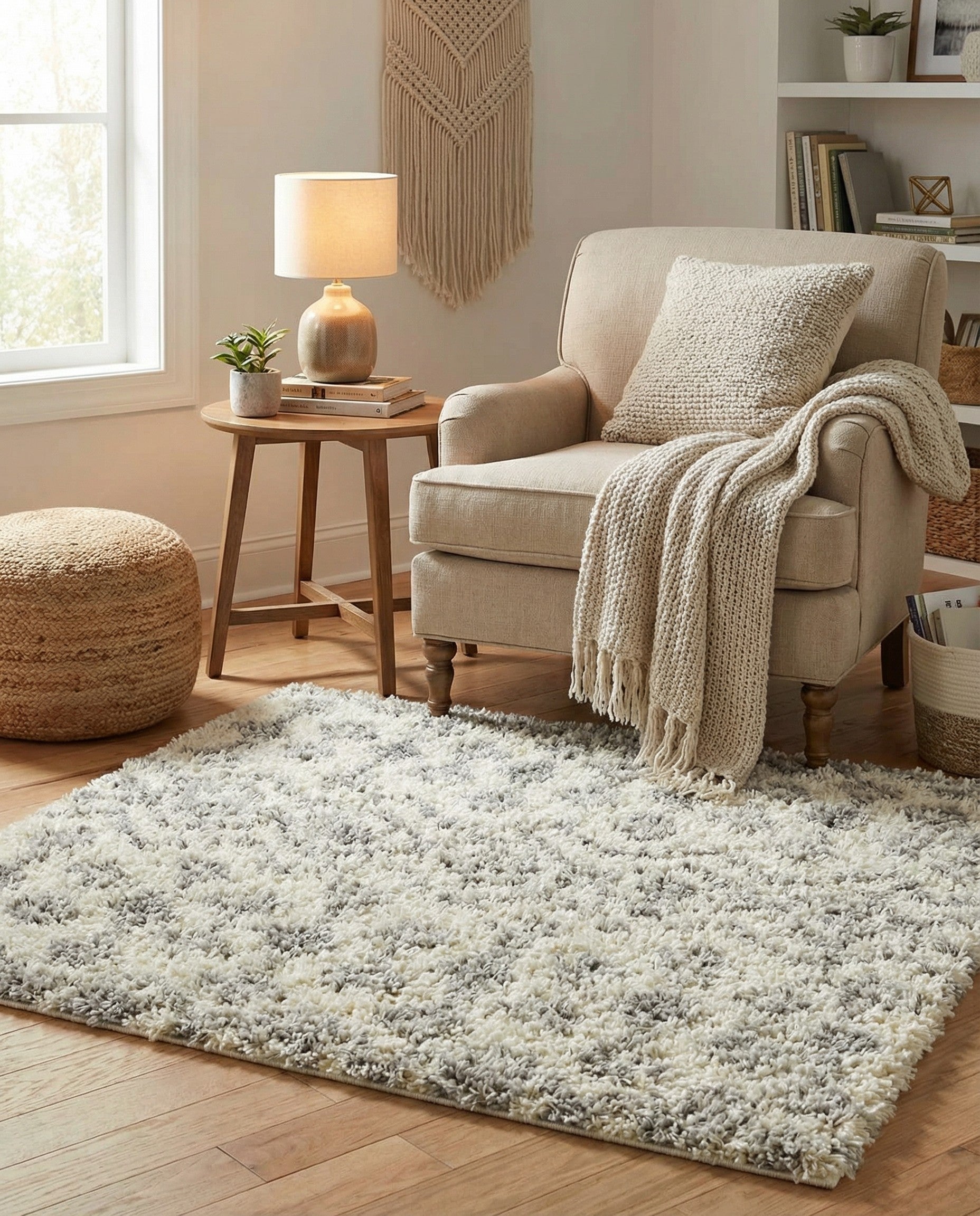  3' x 3' Moroccan Trellis Shag Square Rug