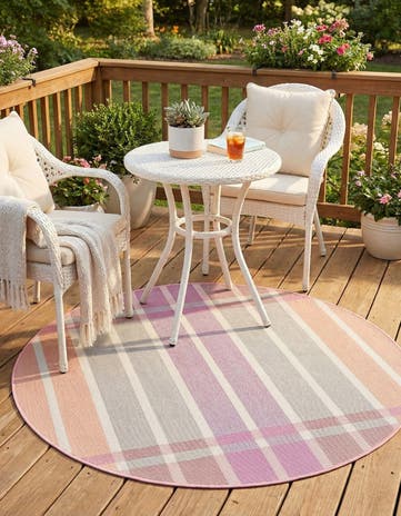 3' x 3' Easy-Clean Ribbon Indoor / Outdoor Round Rug