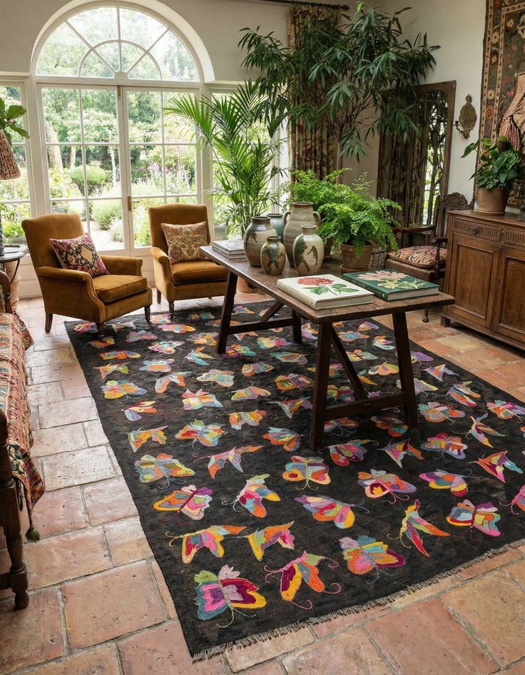 Detail image of 6' 5 x 9' 4  Hand Woven Kilim Suzani Wool Rug