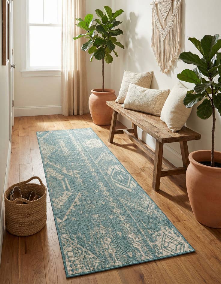 Detail image of 2' x 8' Easy-Clean Bohemian Indoor / Outdoor Runner Rug