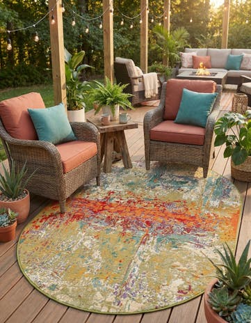 4' x 6' Easy-Clean Modern Indoor / Outdoor Oval Rug