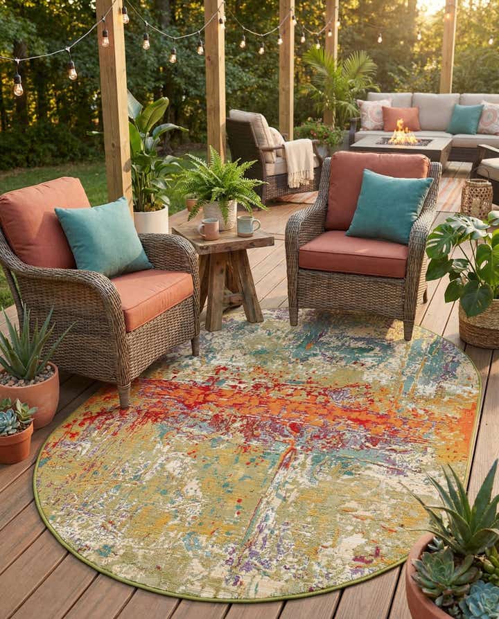 4' x 6' Easy-Clean Modern Indoor / Outdoor Oval Rug