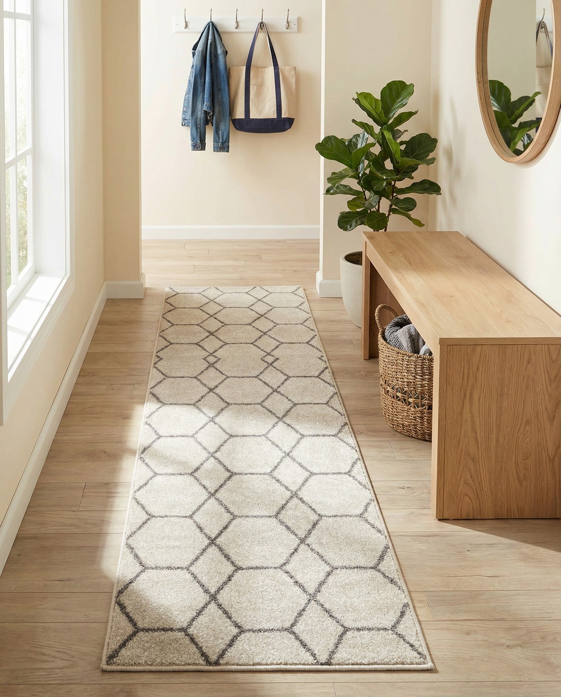  2' x 10' Lattice Frieze Runner Rug