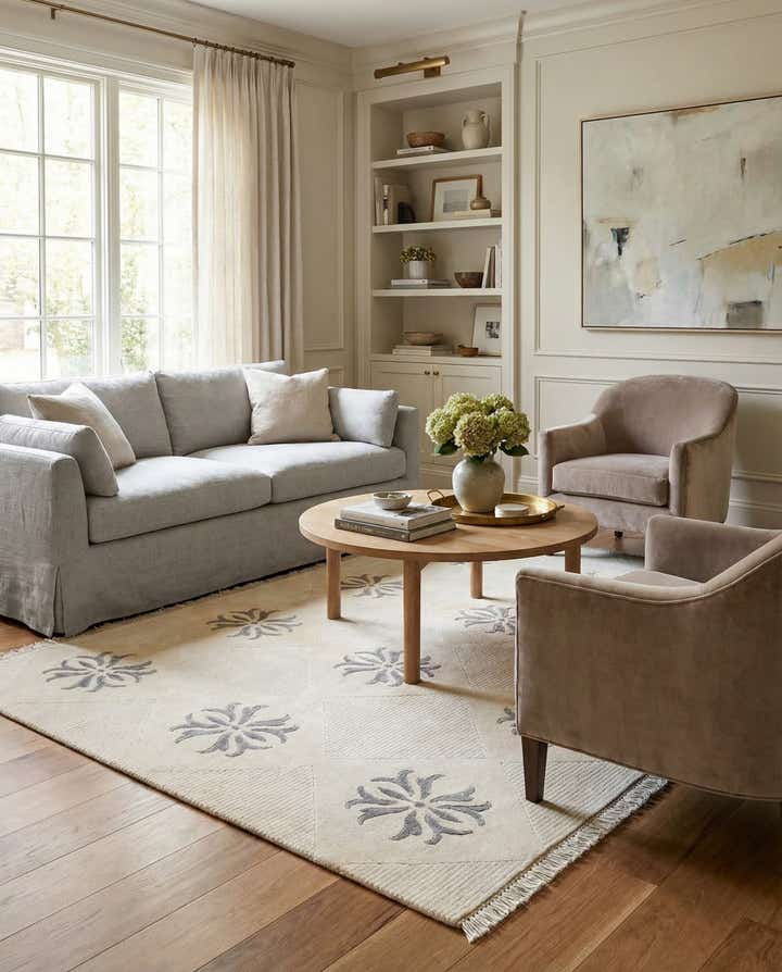 4' 7 x 6' 9 Hand Knotted Darya Wool Rug