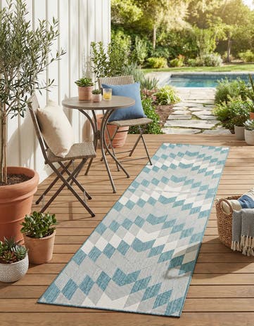 Aqua Easy-Clean Modern Indoor / Outdoor Runner Rug