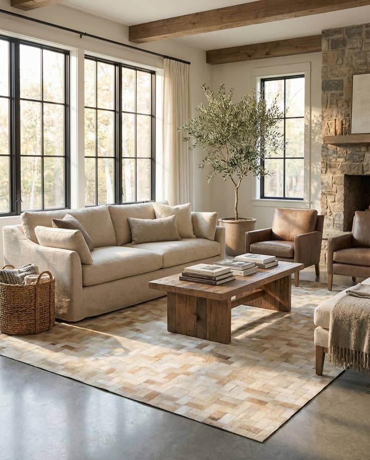 Detail image of 5' x 7' 11 Cowhide Stocks Rug