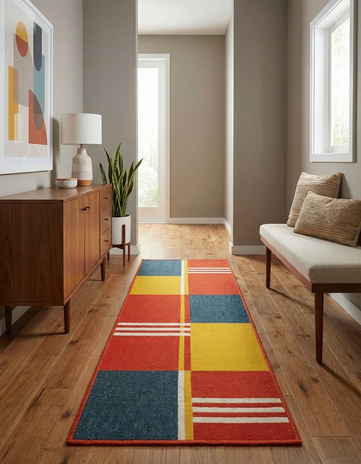 Detail image of 2' x 5' Easy-Clean Modern Indoor / Outdoor Runner Rug