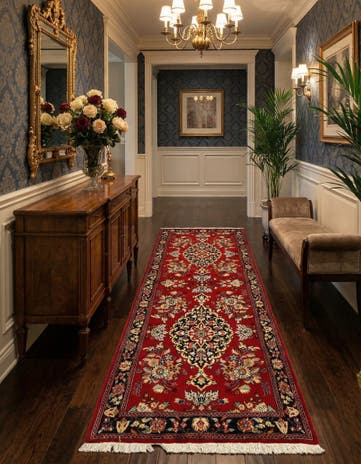 2' 7 x 7' 3 Hand Knotted Qom Persian Runner Rug