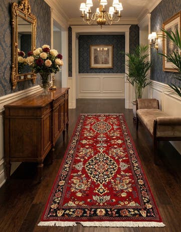 2' 7 x 7' 3 Hand Knotted Qom Persian Runner Rug