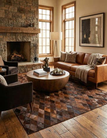 5' 7 x 7' 11 Cowhide Stocks Rug