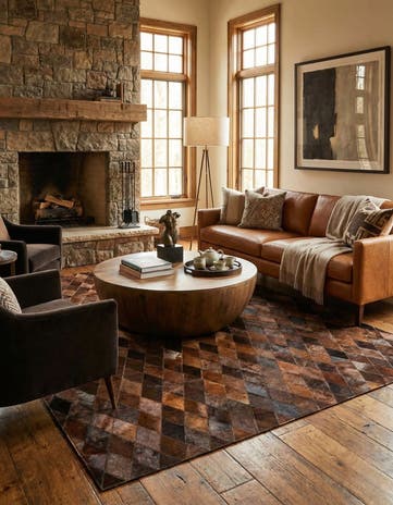 5' 7 x 7' 11 Cowhide Stocks Rug