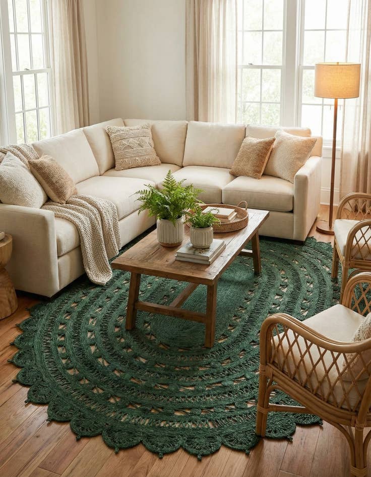 Detail image of  7' 10 x 10'  Hand Braided Jute Oval Rug