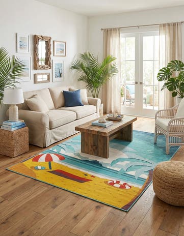 6' x 9' Easy-Clean Coastal Indoor / Outdoor Rug