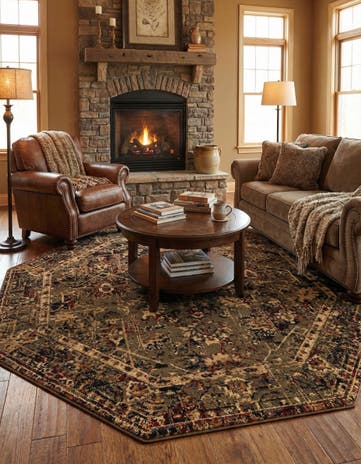 Green Saturn Octagon Rug