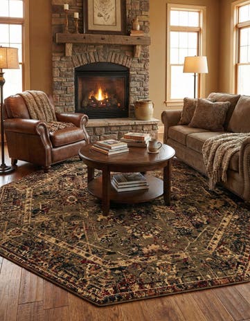 Green Saturn Octagon Rug