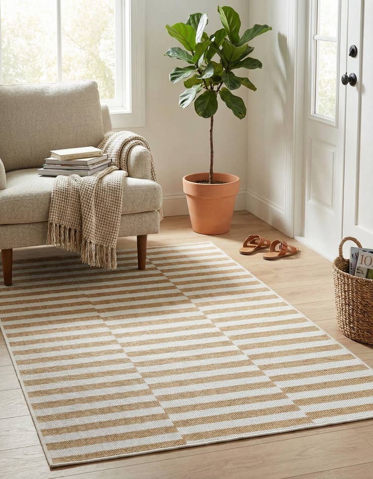 Detail image of 2' x 3'  Washable Striped Indoor / Outdoor Rug