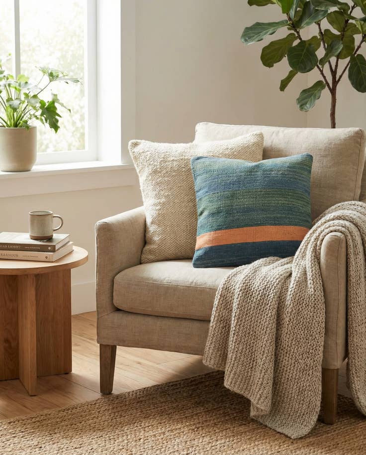 Detail image of 1' 6 x 1' 7 Hand Woven Pillow Wool Square Rug