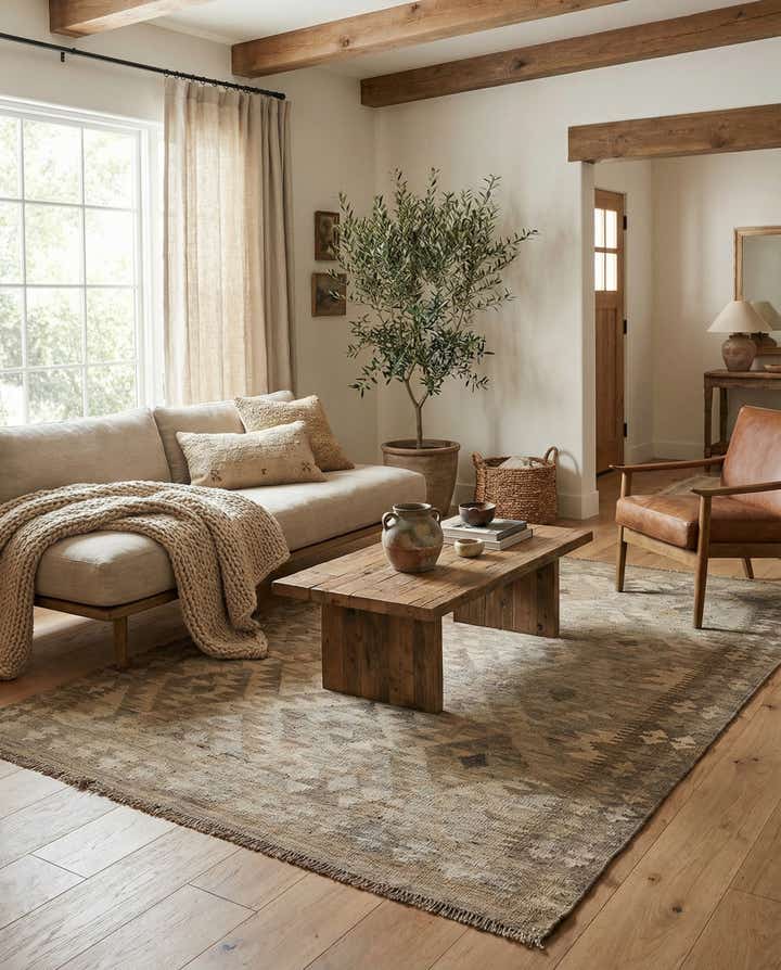 4' x 6' Hand Woven Kilim Maymana Wool Rug