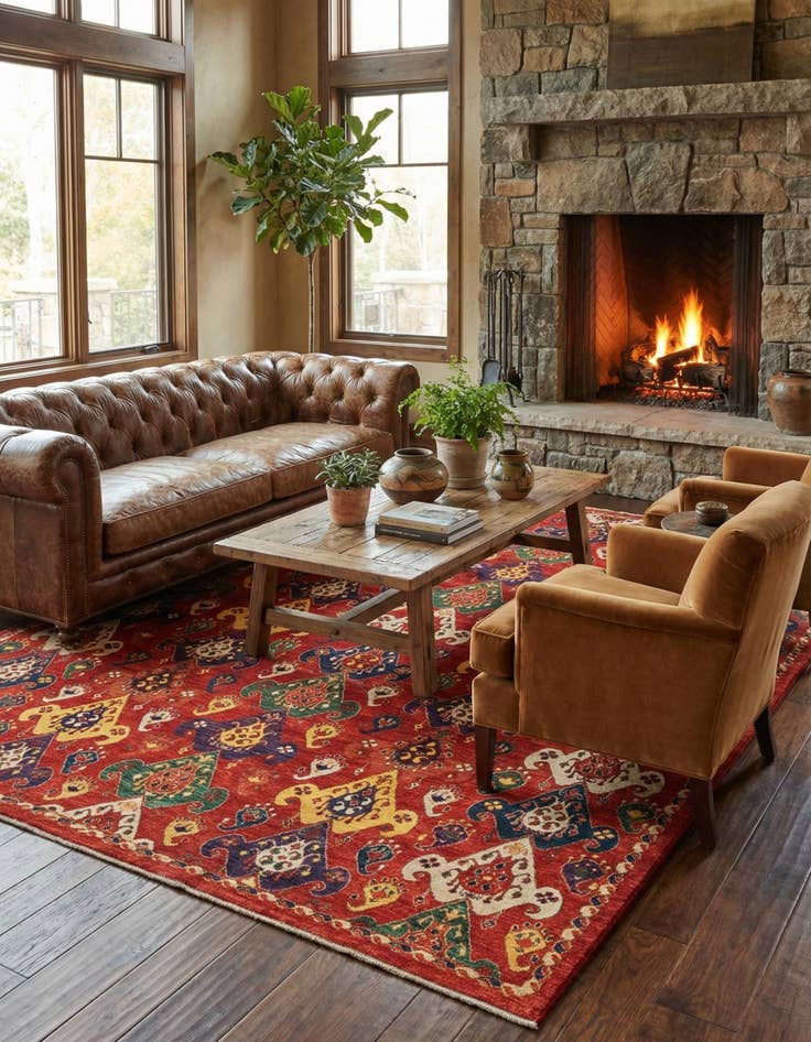 Detail image of 7' x 9' 2  Hand Knotted Ikat Rug